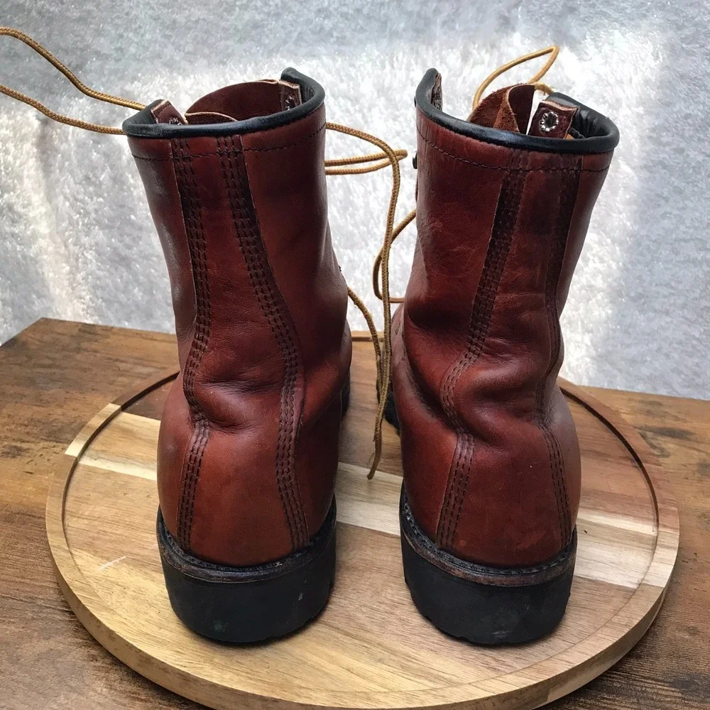 Vintage Red Wing Irish Setter Moc Toe Boots Mens 9.5B Brown‎ Leather USA Made